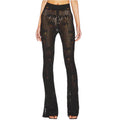 NBD Astra Knit Pant Black Open Knit Sheer Flare Pants Size Small