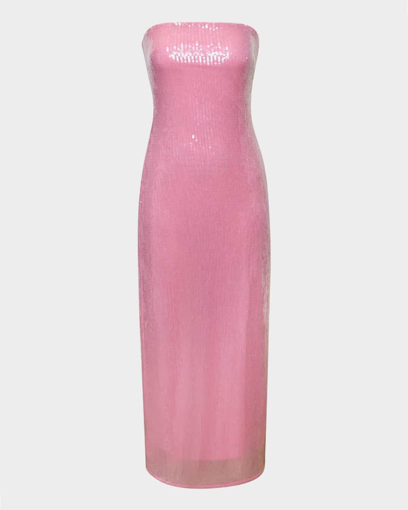 Hutch Elena Strapless Sequin Column Maxi Dress in Pink  Sz XXS 
$297