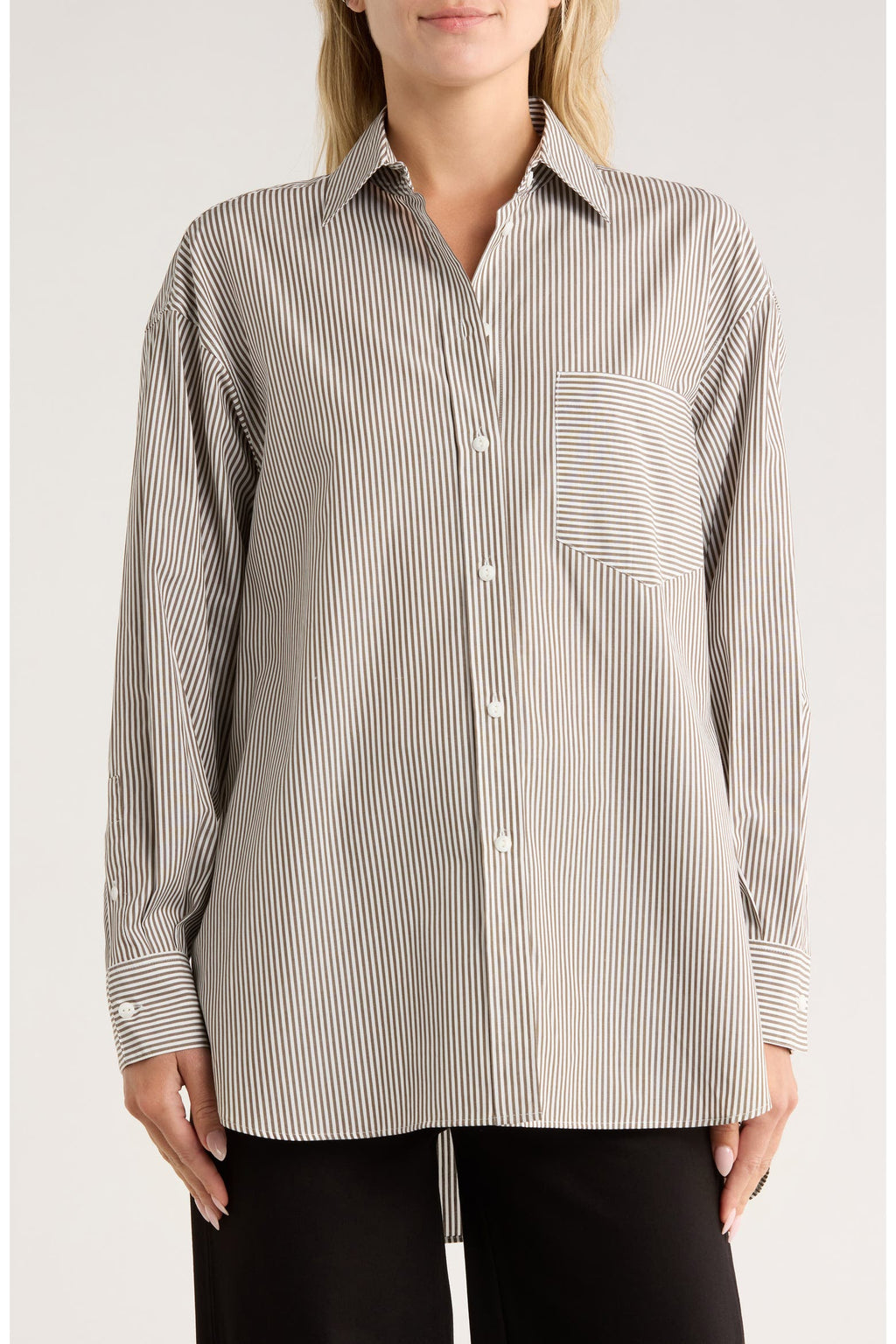 Rag & Bone Maxine Stripe Oversize Poplin Button-Up Shirt Medium / Large