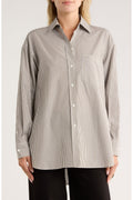Rag & Bone Maxine Stripe Oversize Poplin Button-Up Shirt Medium / Large