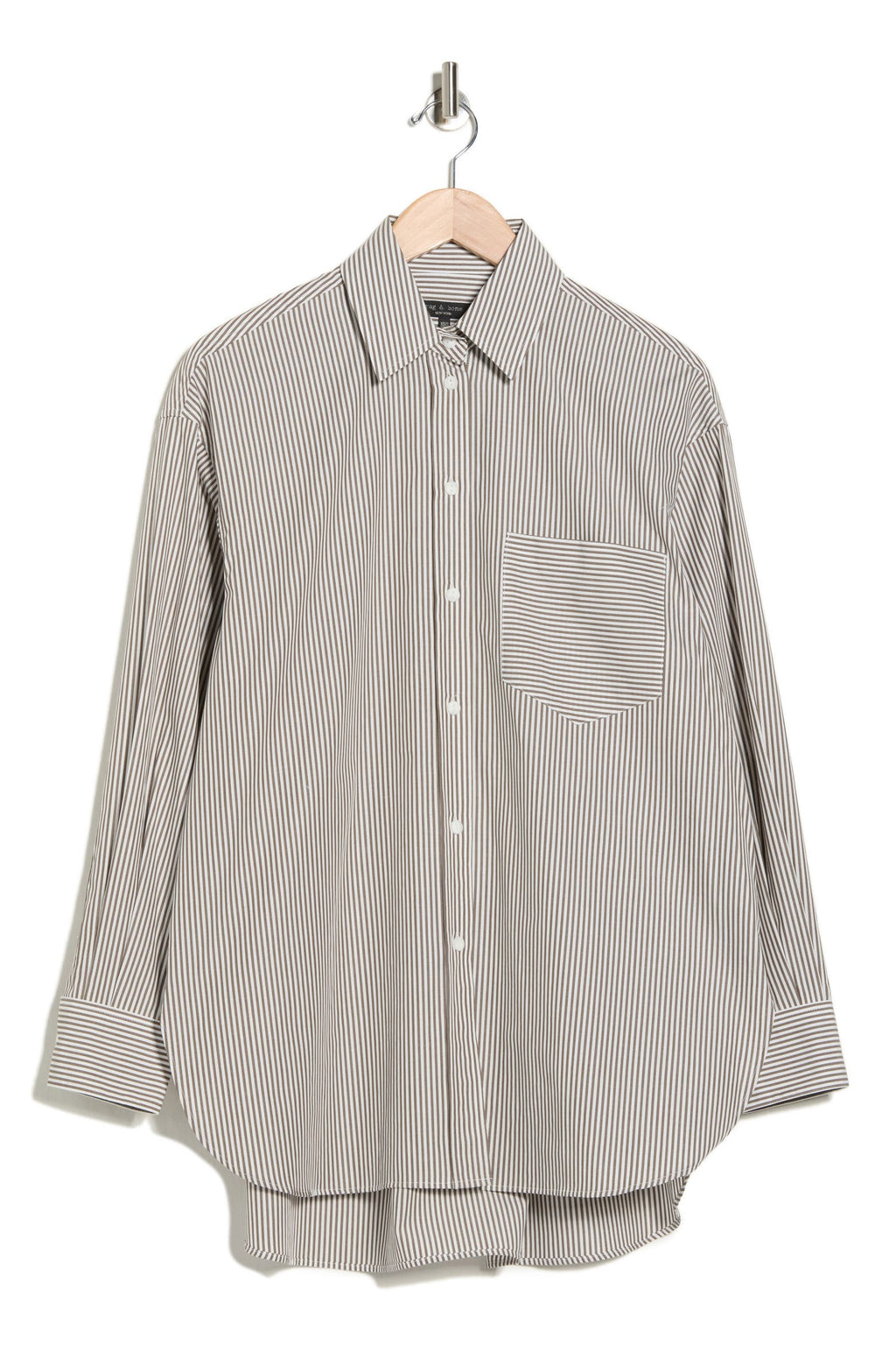 Rag & Bone Maxine Stripe Oversize Poplin Button-Up Shirt Medium / Large