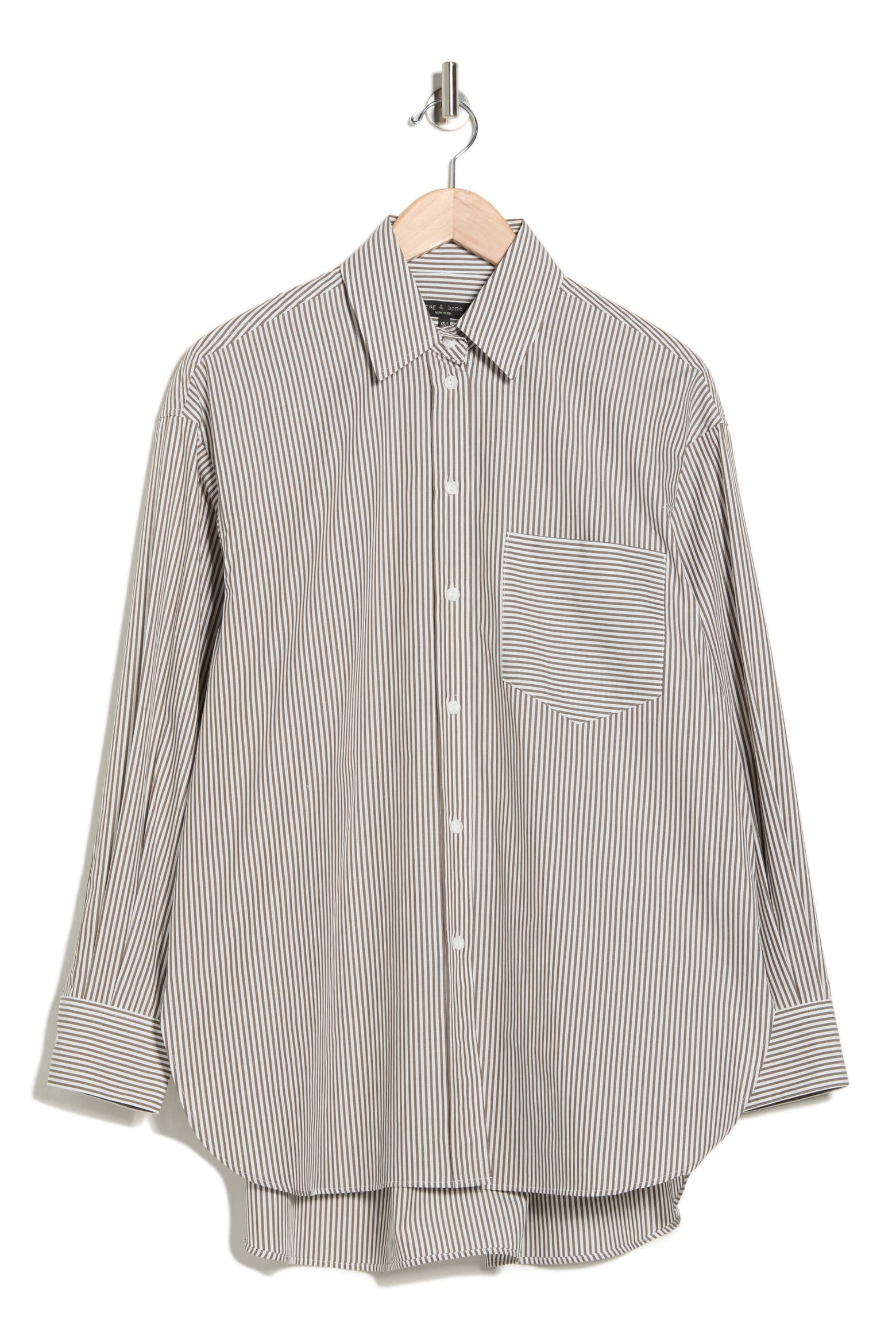 Rag & Bone Maxine Stripe Oversize Poplin Button-Up Shirt Medium / Large