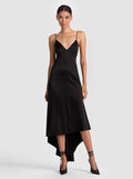 Alice + Olivia Luciana Black Open Back Asymmetrical Slip Dress Size 2