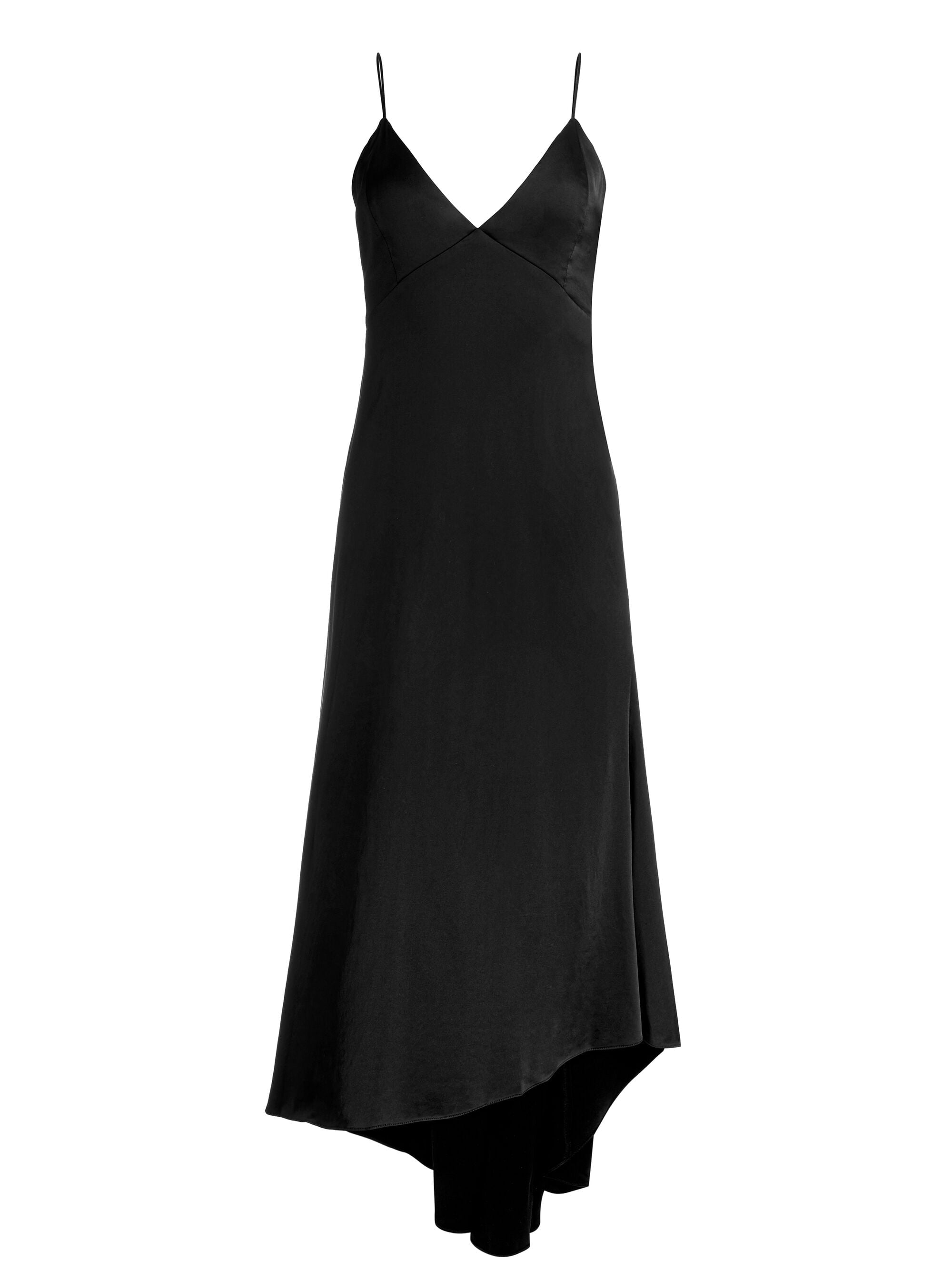 Alice + Olivia Luciana Black Open Back Asymmetrical Slip Dress Size 2