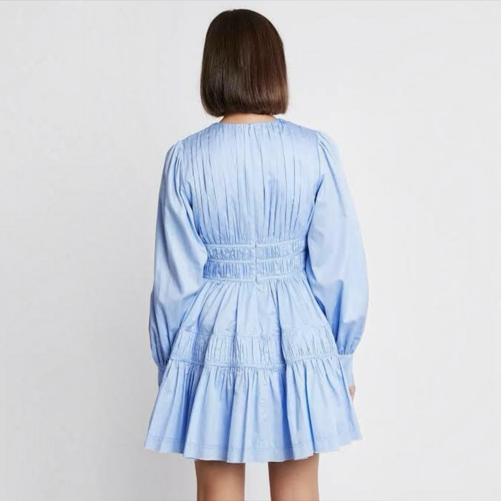 AJE Fallingwater Gathered Mini Dress – Powder Blue – US 0