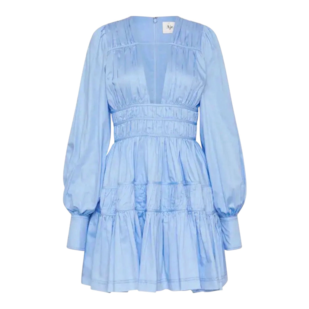 AJE Fallingwater Gathered Mini Dress – Powder Blue – US 0