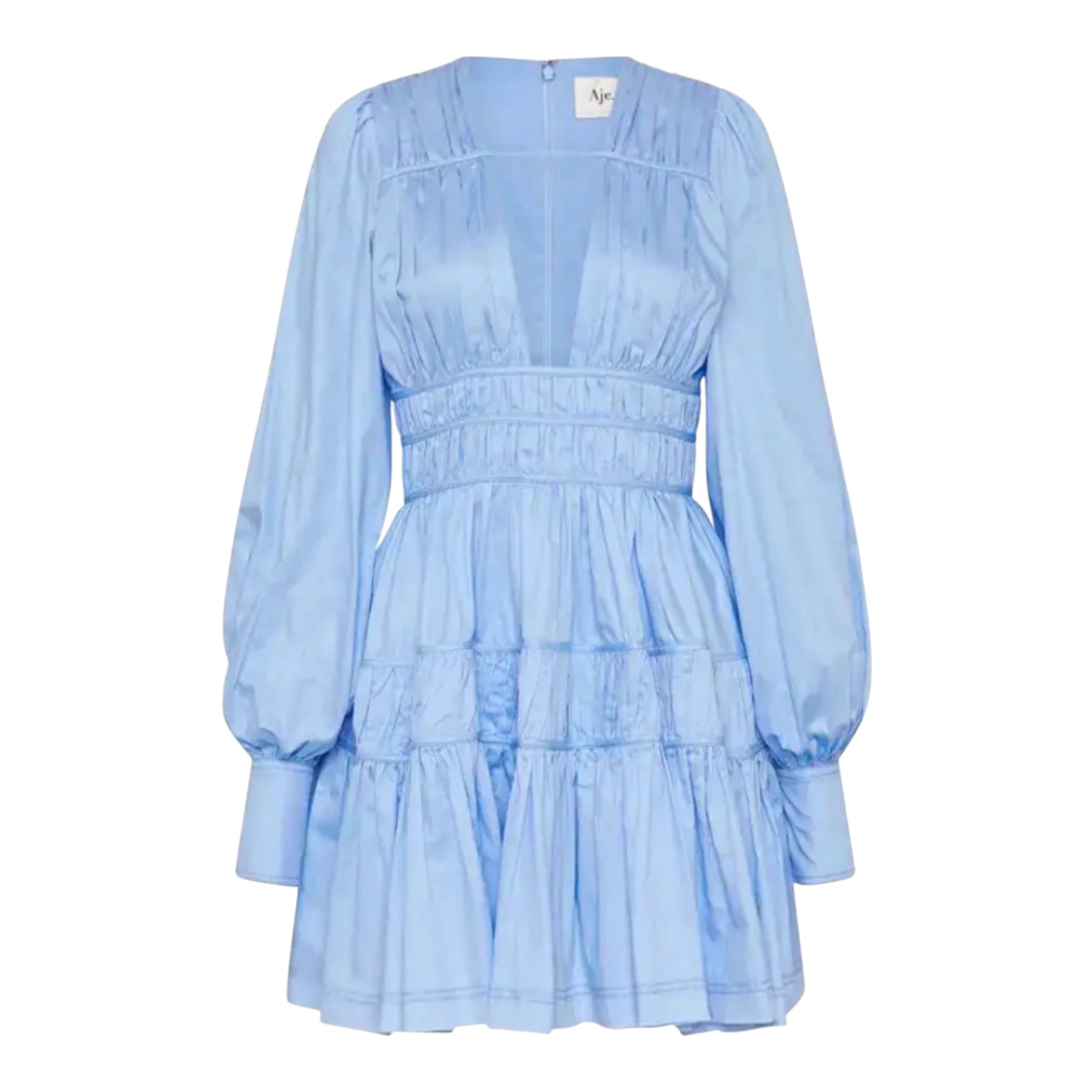 AJE Fallingwater Gathered Mini Dress – Powder Blue – US 0