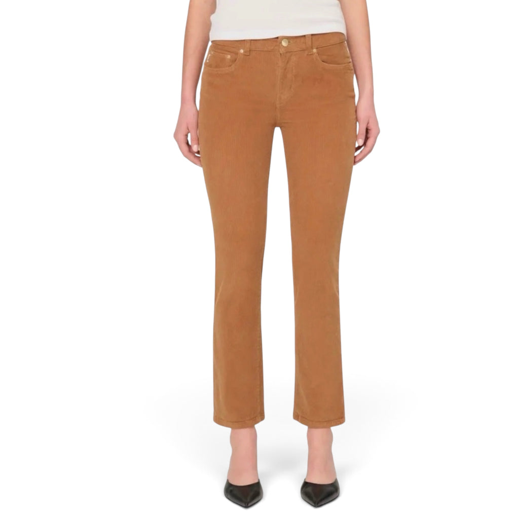 DL1961 Mara Straight Leg Mid Rise Instasculpt Corduroy Ankle Jeans in Vicuna Sz 26