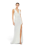 IEENA for Mac Duggal White Sequin Wrap Gown Size 4 Style 26598