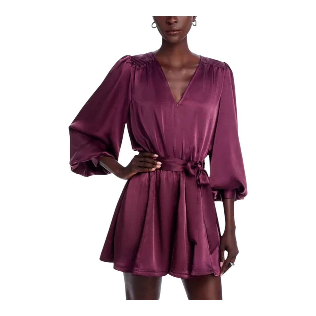 Ramy Brook Montana Belted Mini Dress in Pinot Noir Sz XS $425