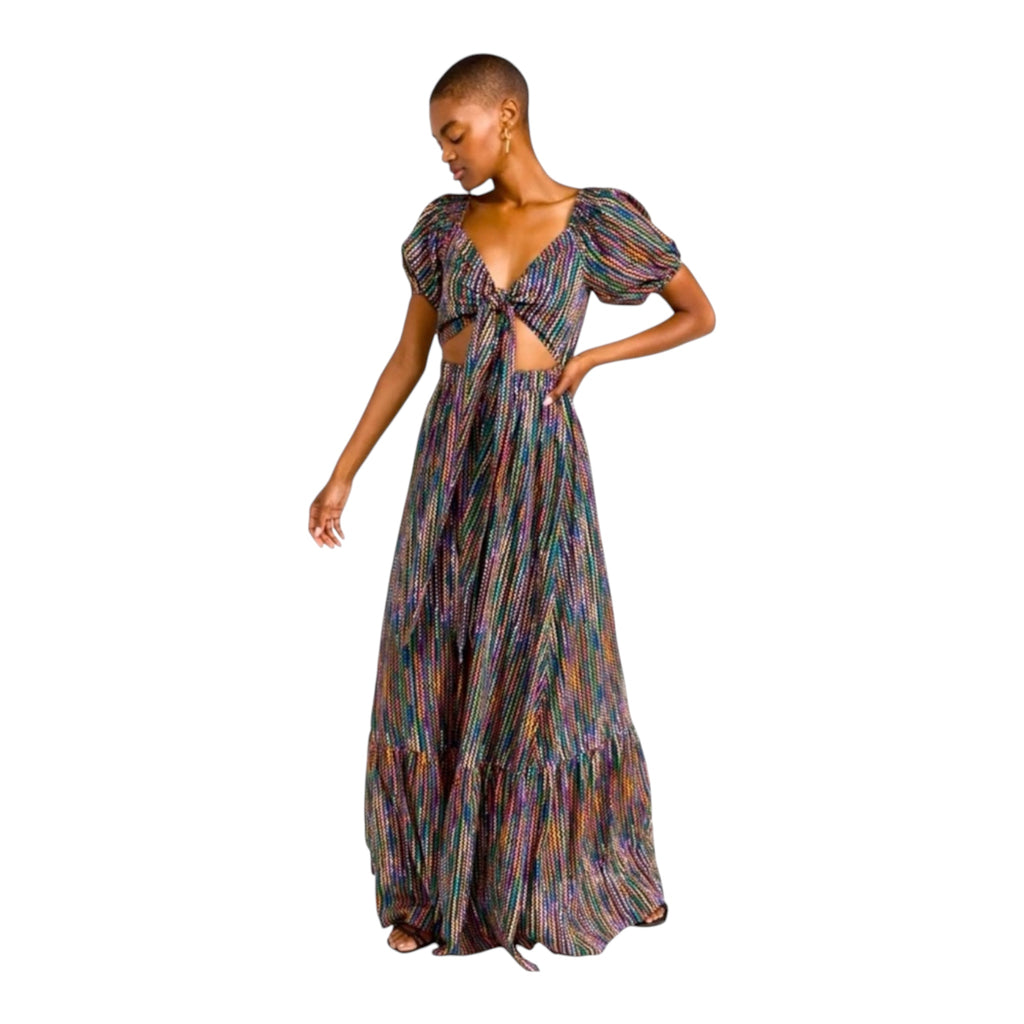 Ramy Brook Striped Maxi Cut Out Dress Sz Small