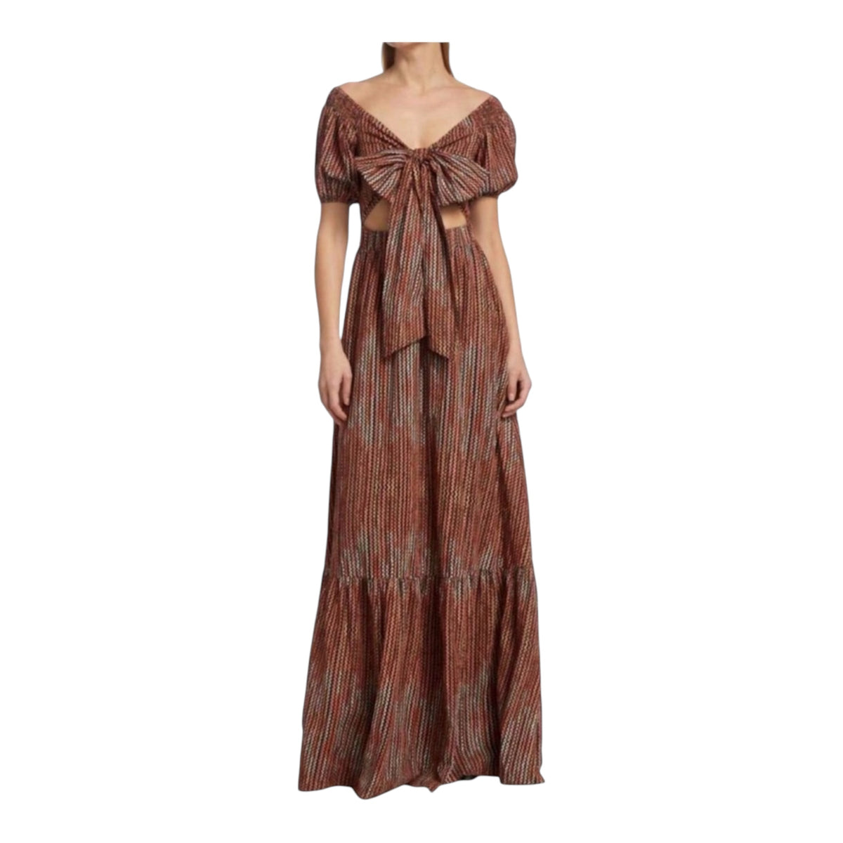 Ramy Brook Megan Maxi Cut out Dress In Deco Rose Sz Large