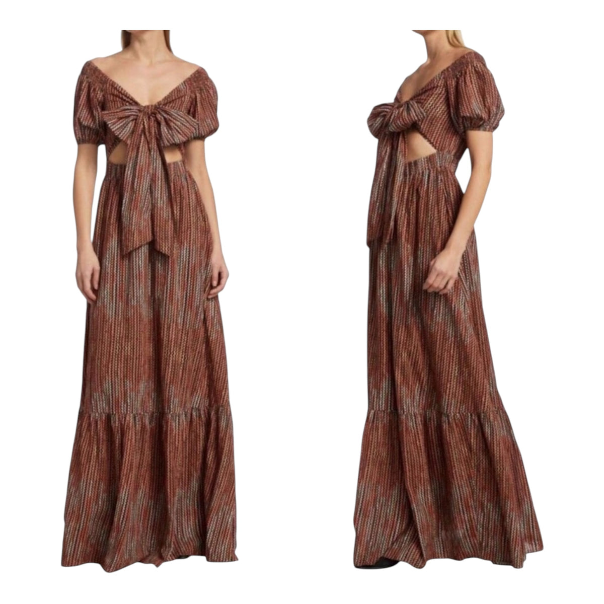 Ramy Brook Megan Maxi Cut out Dress In Deco Rose Sz Large