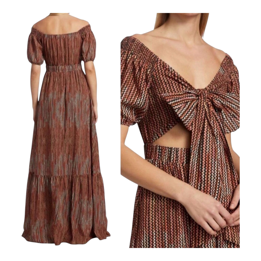 Ramy Brook Megan Maxi Cut out Dress In Deco Rose Sz Large
