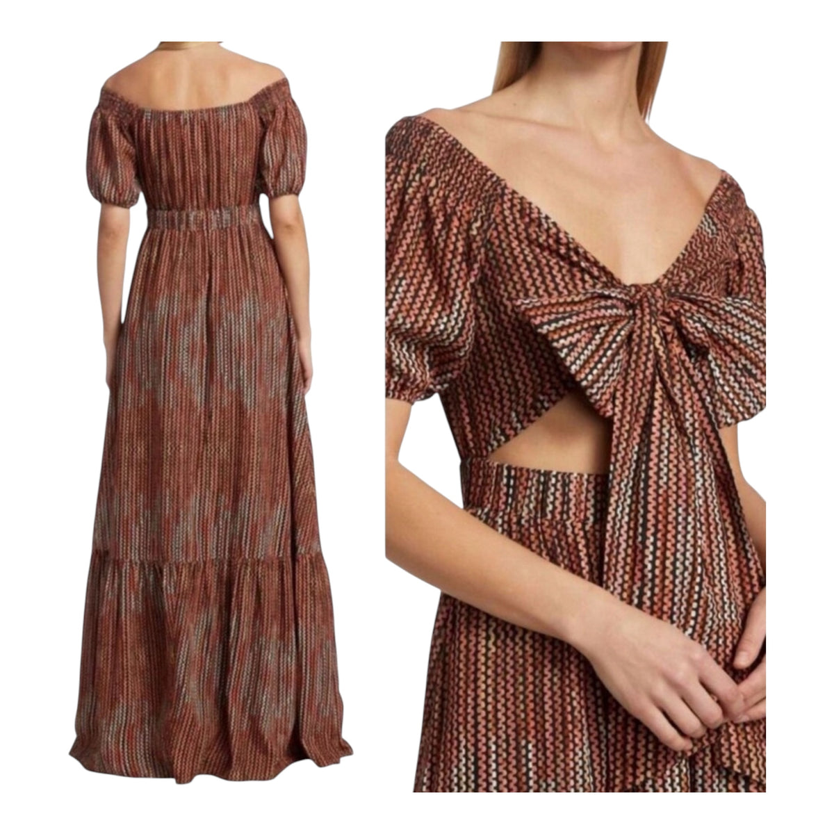 Ramy Brook Megan Maxi Cut out Dress In Deco Rose Sz Large