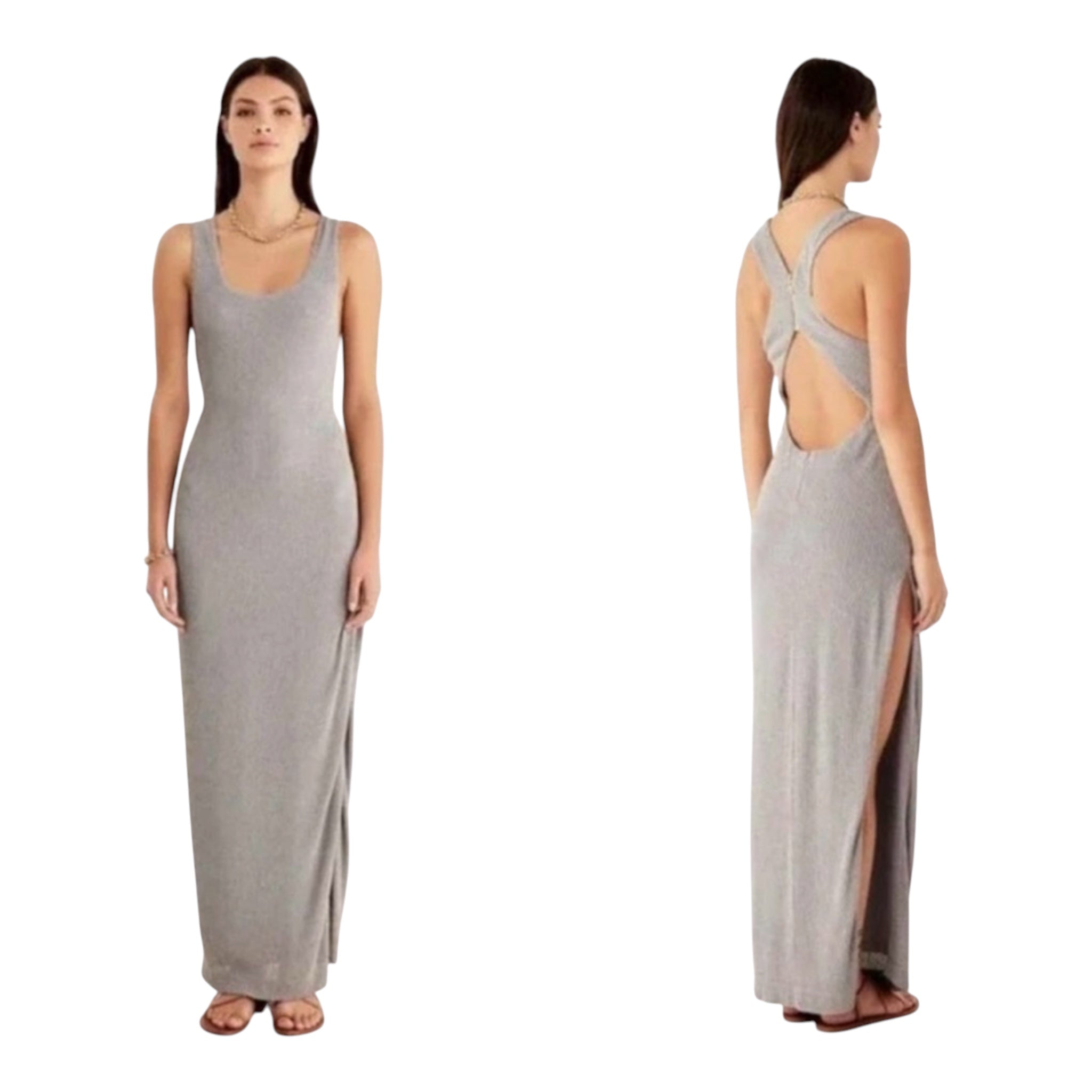 Rumer Rosa Rib Maxi Seafoam Green Cut Out Dress Sz XS