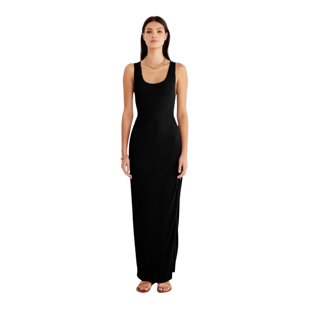 Rumer Rosa Rib Maxi Cut Out Dress Black Sz XS