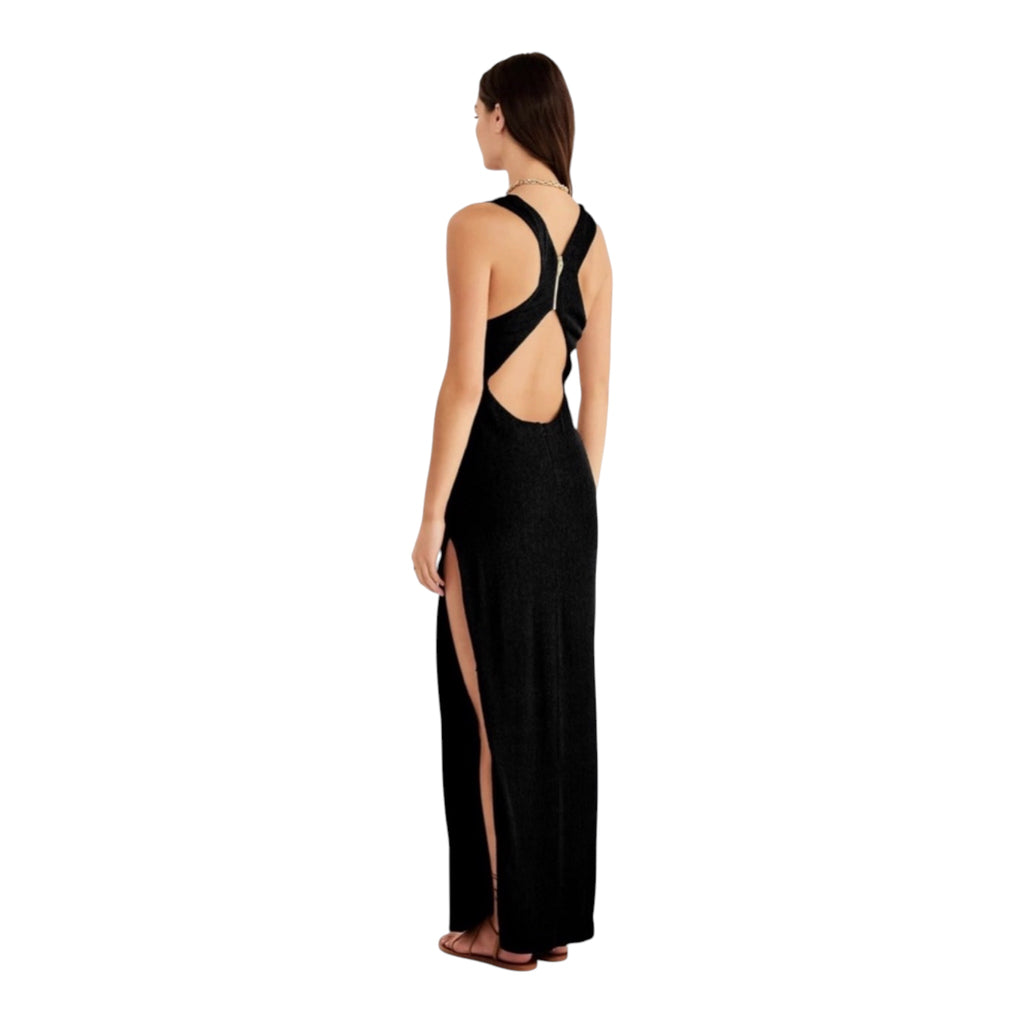 Rumer Rosa Rib Maxi Cut Out Dress Black Sz XS