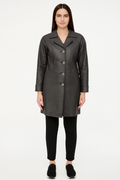 Excelled Collection Women’s Genuine Leather Mid-Length Coat in Graphite Sz Small $360