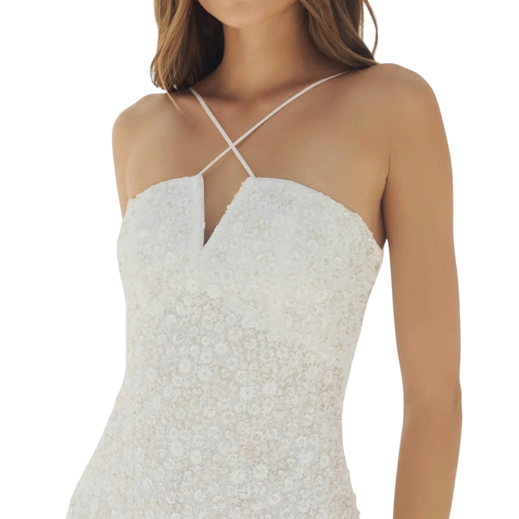 Hutch Zennia White Floral Sequin Midi Dress — Size 2