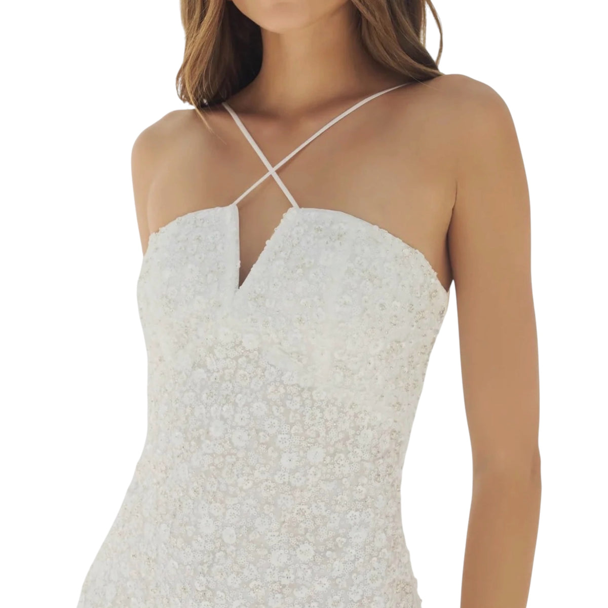 Hutch Zennia White Floral Sequin Midi Dress — Size 2