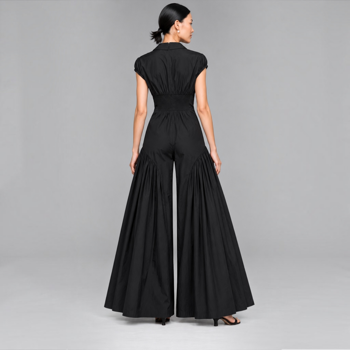 Hutch Kiran Black Stretch Poplin Wide-Leg Jumpsuit Small