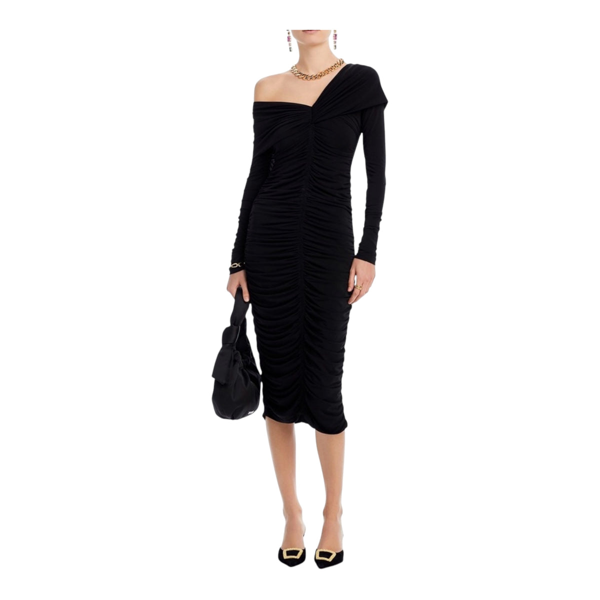 A.L.C. Marie Jersey Midi Dress
Ruched Off The Shoulder Long Sleeve Black Size XS