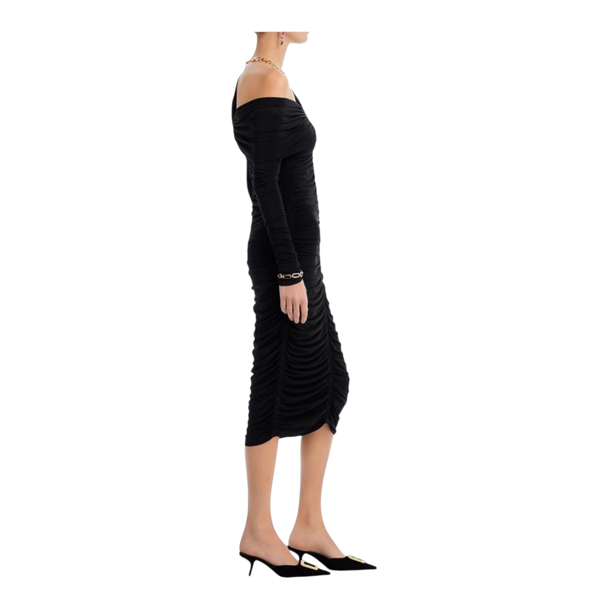 A.L.C. Marie Jersey Midi Dress
Ruched Off The Shoulder Long Sleeve Black Size XS