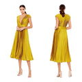 MAC DUGGAL Pleated Cap Sleeve Belted ALine Dress 26483
Chartreuse Sz 8