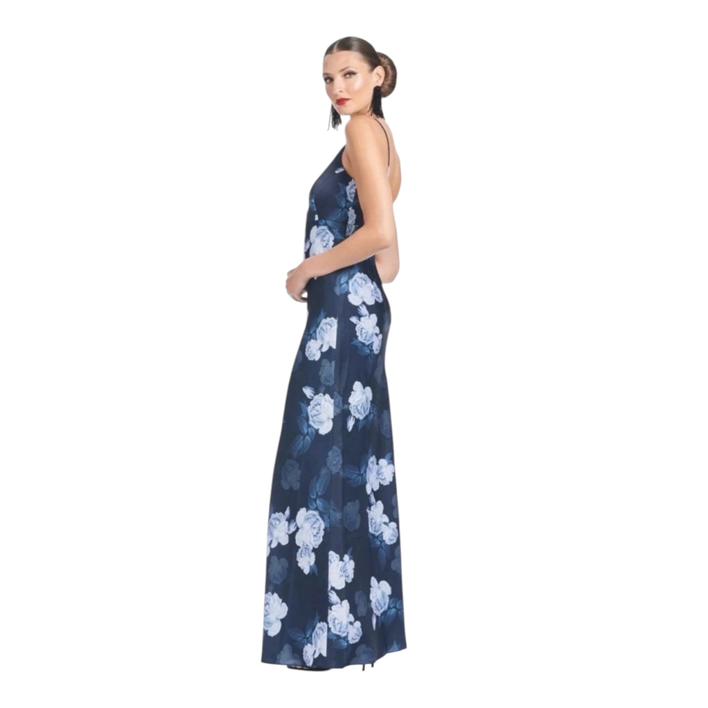Sachin & Babi Shyla Floral Print Gown Midnight Glacial Rose Sz 0
