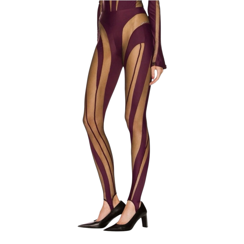Mugler Sheer Spiral
Stirrup Leggings
Raisin Black Mesh Illusion FR 38