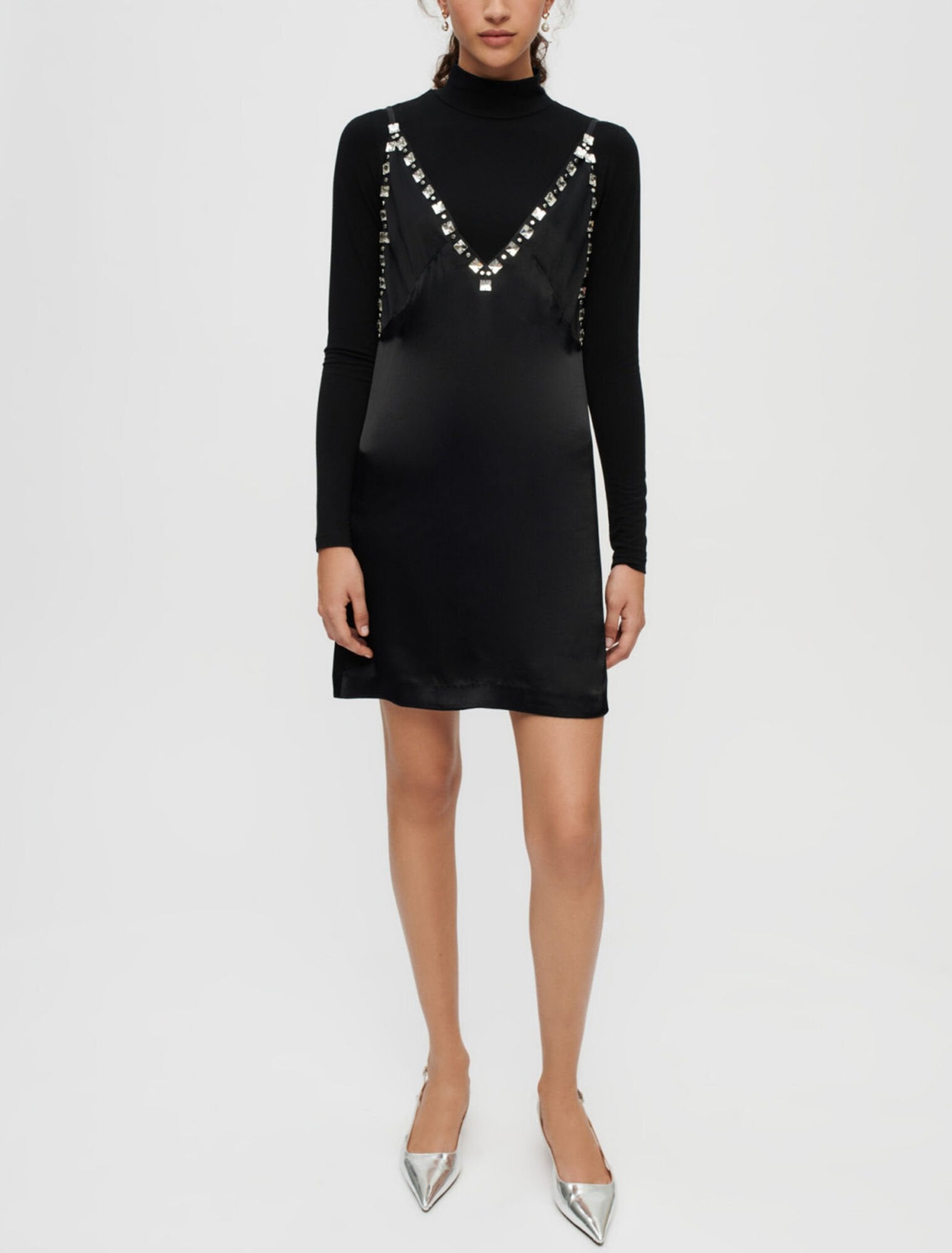 MAJE Radeau Two-Piece Mock Neck Top & Slipdress Sz 40 US Large $535