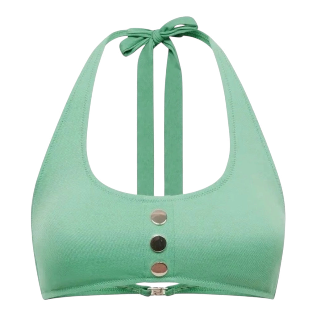 Reiss Iris Halter Bikini Top With Button Detail Seafoam Sz 0