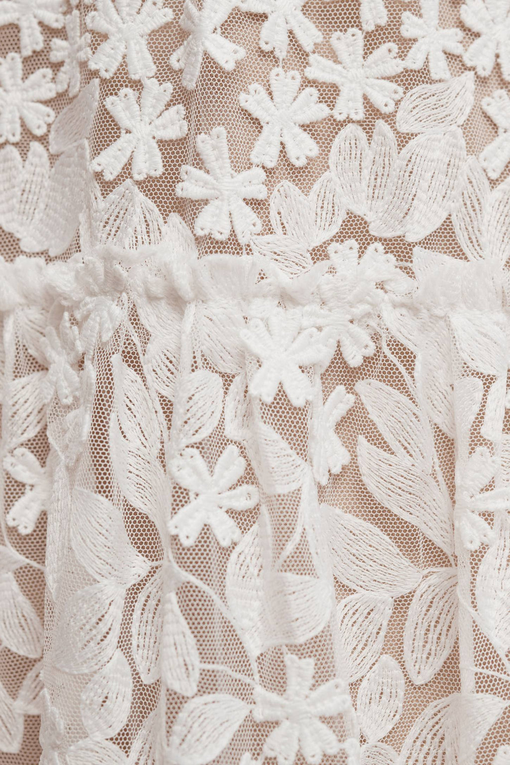 Dress The Population Lyra Puff-Sleeve Tiered Embroidered Gown White Sz Medium $398