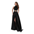 Sherri Hill 11330 Black Two Piece Halter High Slit Prom Gown
Dress Sz 6