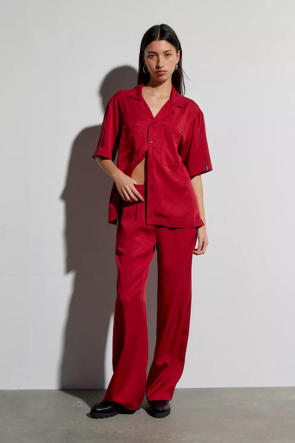 BOBBLEHAUS Signature Tencel Pull-On Pant in Red Sz Large $155