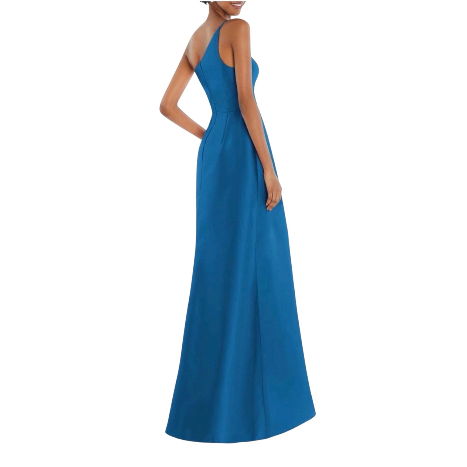 Alfred Sung D831 One Shoulder Satin Twill Gown Classic Blue Size 0