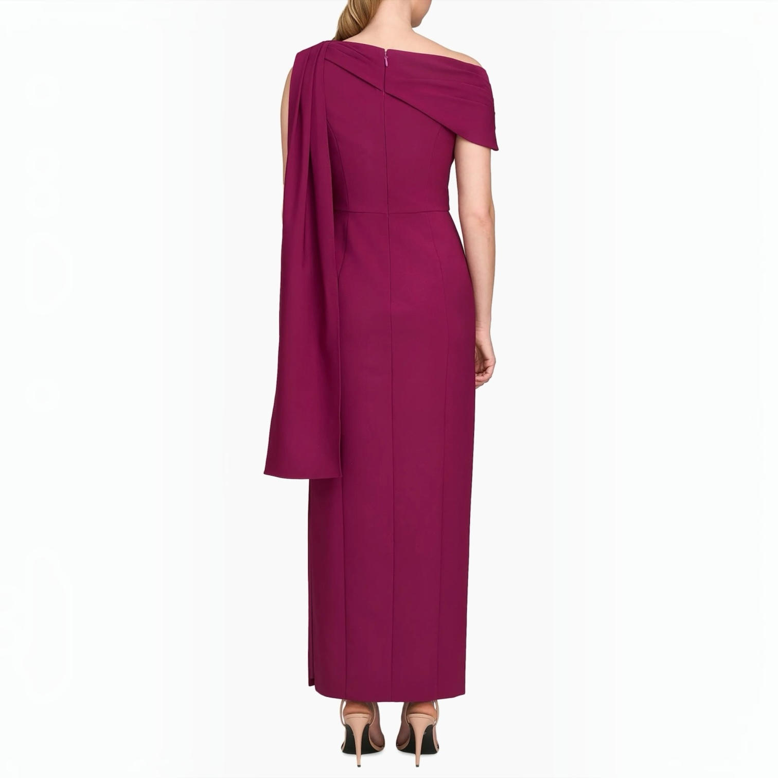 Kay Unger Dominica Asymmetric Crepe Gown Boysenberry Size 2