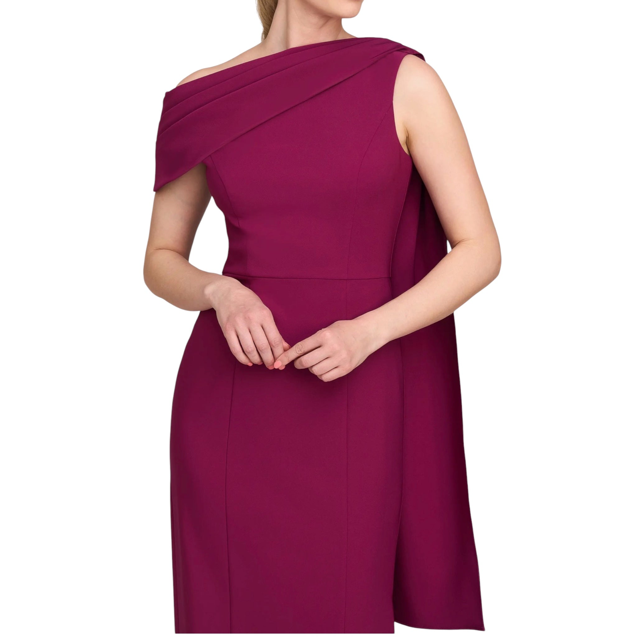 Kay Unger Dominica Asymmetric Crepe Gown Boysenberry Size 2