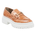 AGL Orietta Croc-Embossed Leather Platform Loafer — Caramel Sz 38 US 8 
$440