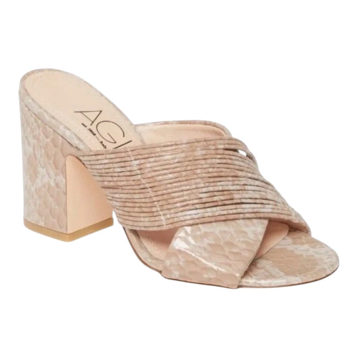 AGL ATTILIO GIUSTI LEOMBRUNI SNAKE EMBOSSED SANDAL NUDE
UK SIZE 38 US 8