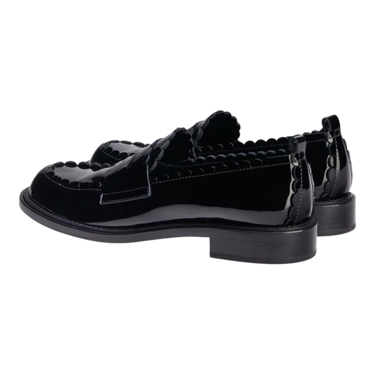 AGL Janise Patent Leather Moccasin Black Scalloped Edge Penny Loafer Sz 36 US 6