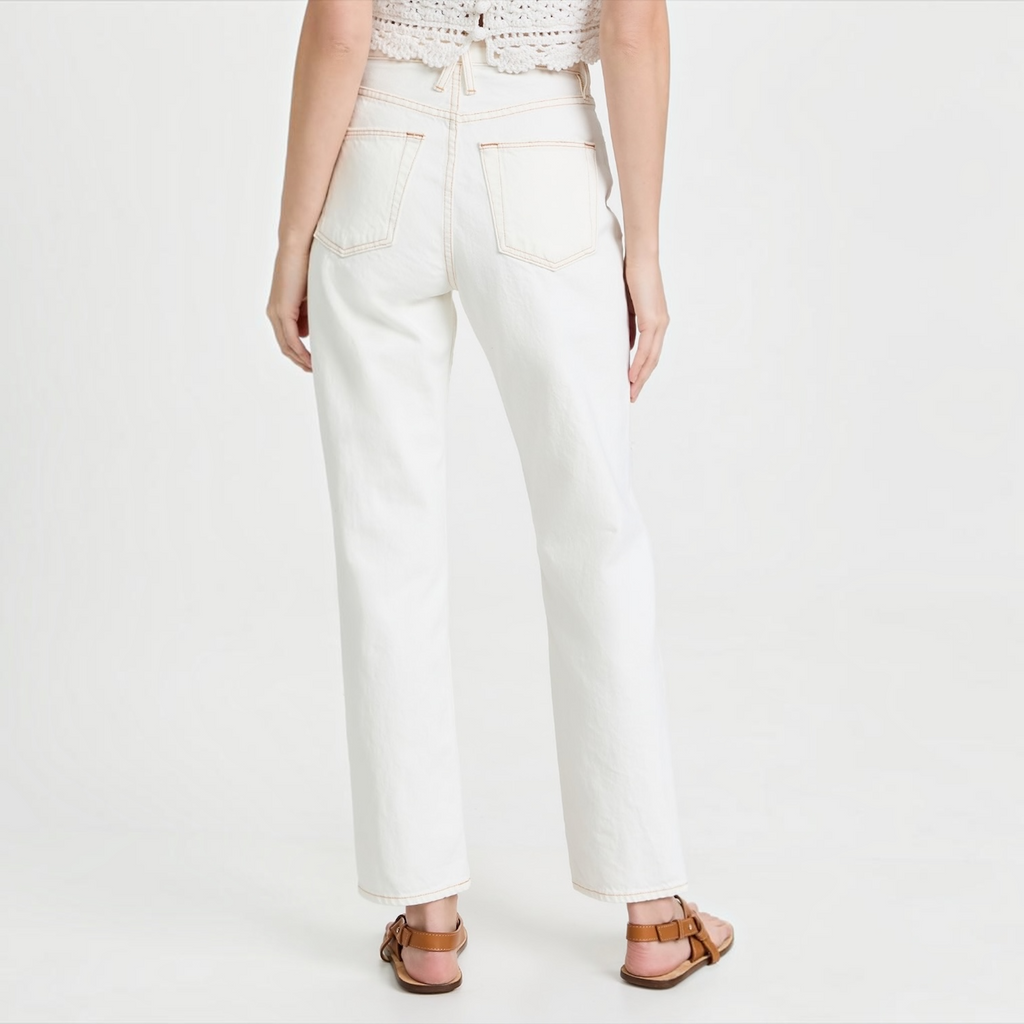 SLVRLAKE Dakota Ivory Destructed High
Rise Straight Leg Jeans Size 24
