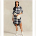 Polo Ralph Lauren Plaid Cotton Twill Midi Shirtdress Sz 6
