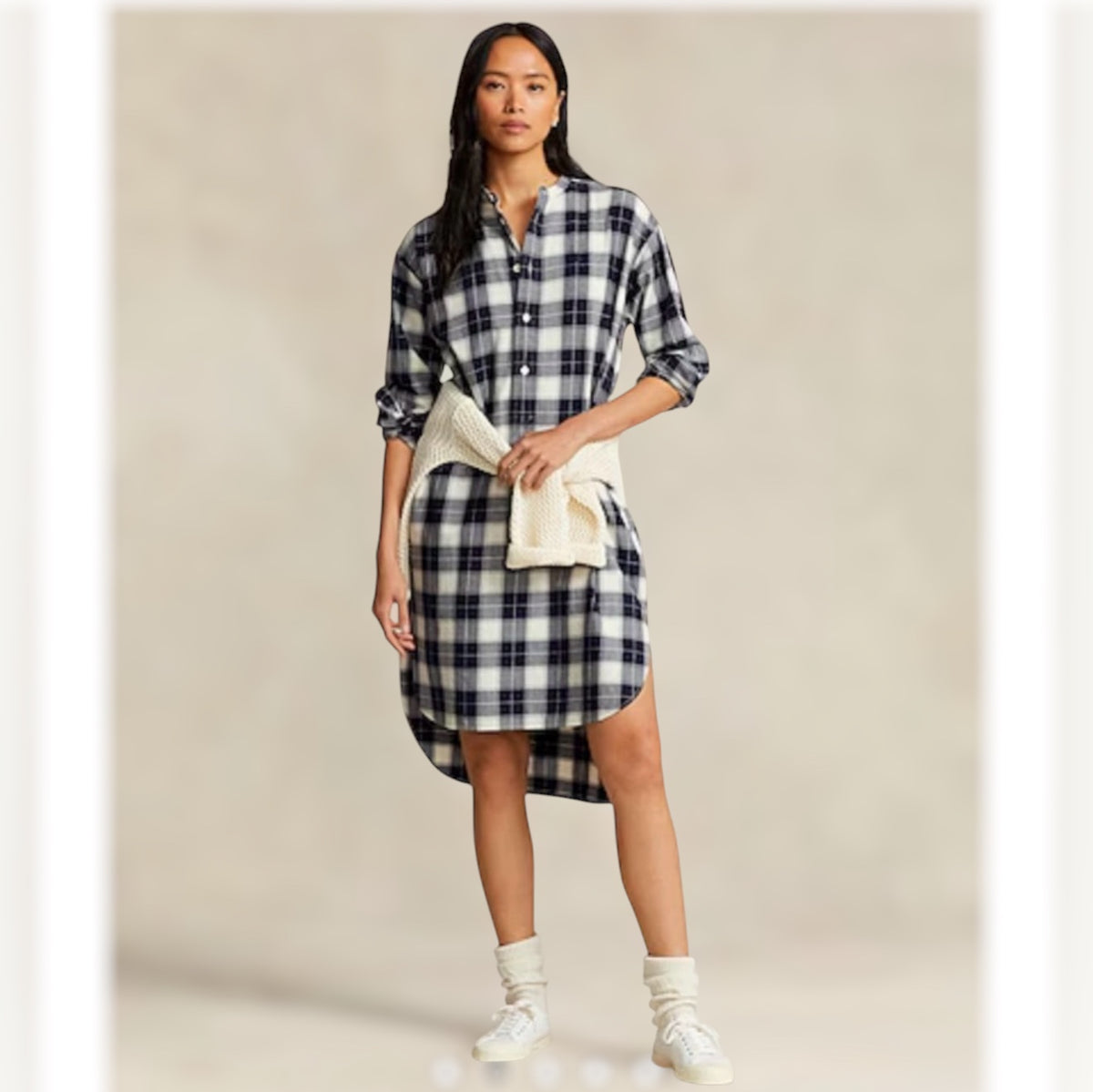 Polo Ralph Lauren Plaid Cotton Twill Midi Shirtdress Sz 6