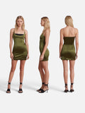 BEC + BRIDGE Bella Body Con Satin Mini Dress Moss Green