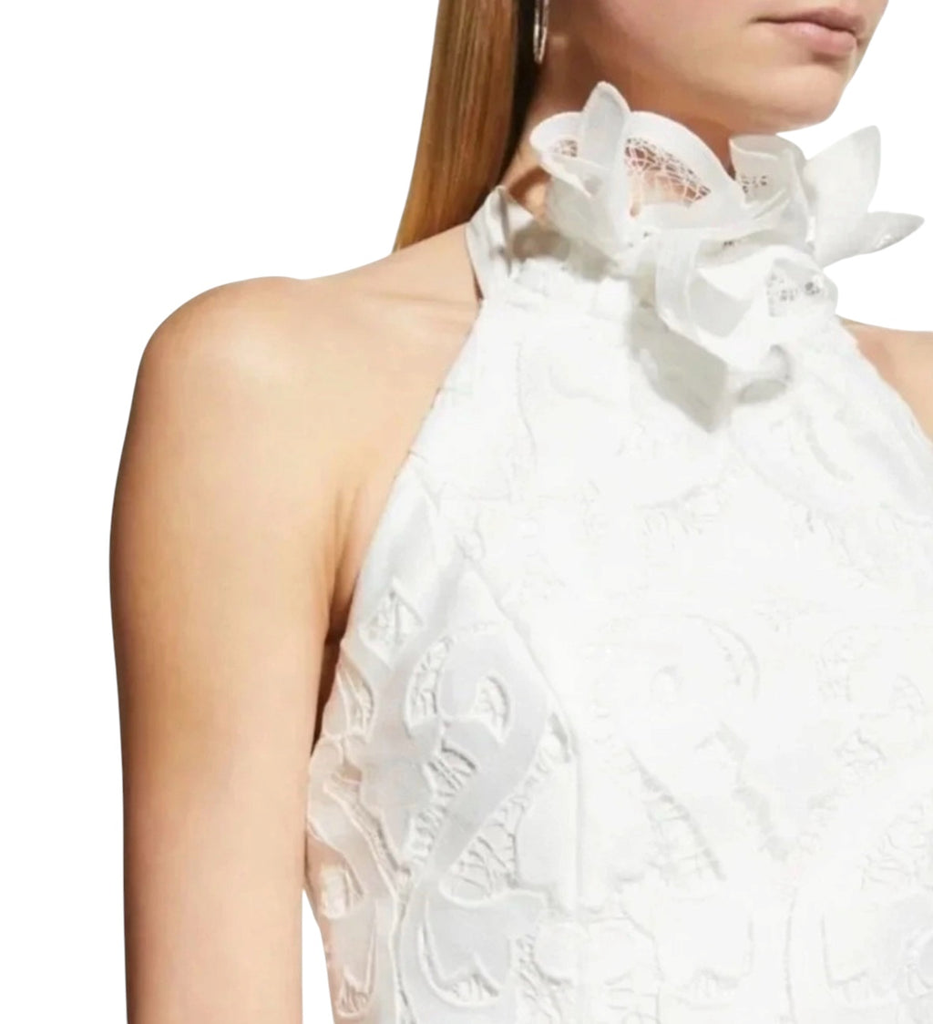 Milly Bridget Guipure Lace Dress White Midi Halter Sz 4