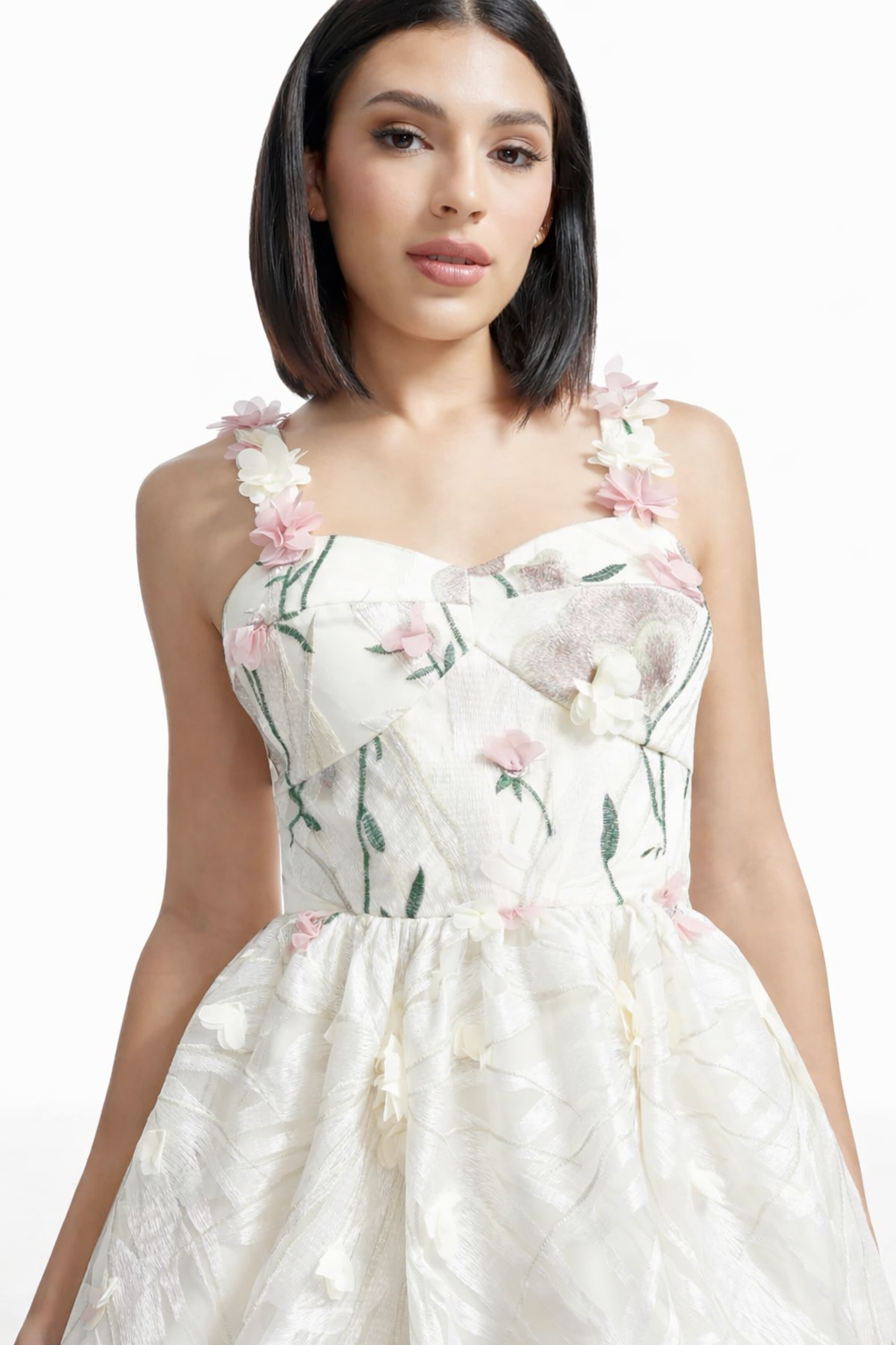 Dress the Population Darby Floral Mini Dress White Multi Sz Small $488