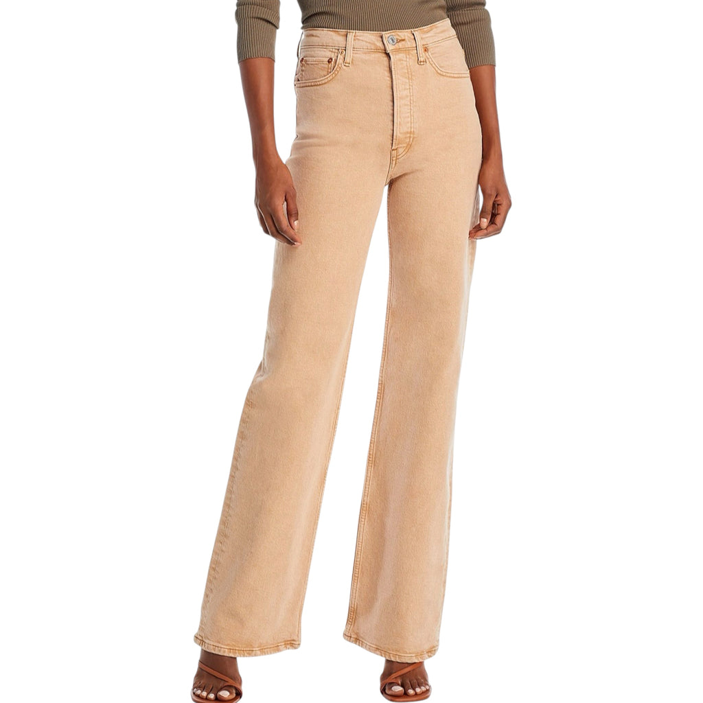 RE/DONE '70s Ultra High Rise
Wide Leg Jeans in Washed Khaki Sz 26