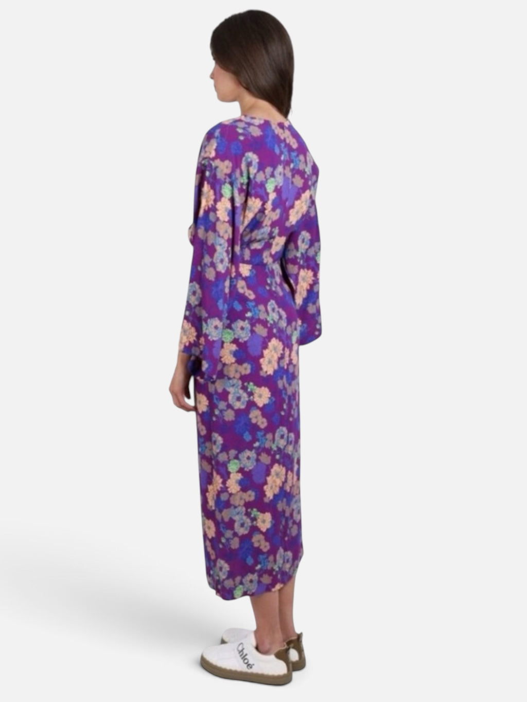 Smythe Twist Violet Floral Midi Dress Purple size Medium